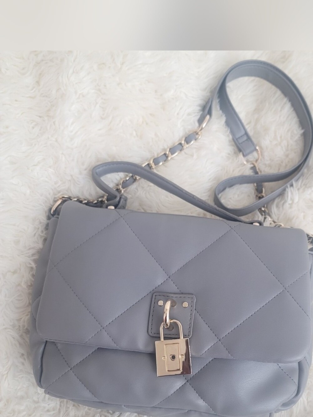 Steve Madden Quilted Chain Strap Shoulder Bag in Light Gray